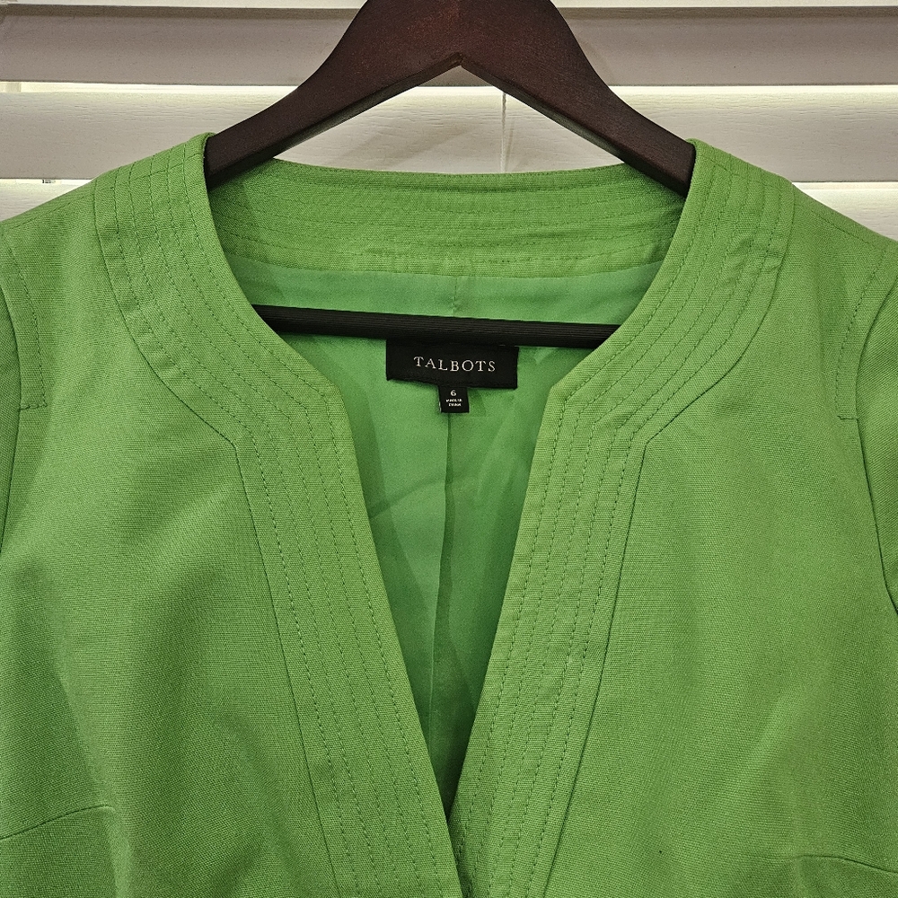 Talbots Lime Green Spring Single Button Collarles… - image 3